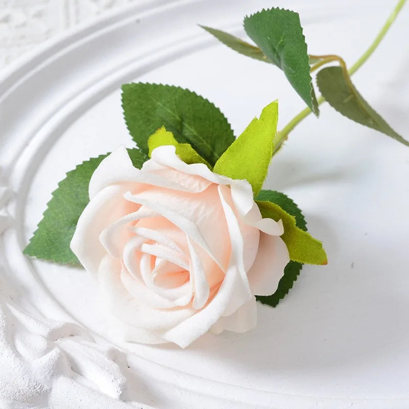 Realistic Velvet Silk Rose Bouquet - 20 Artificial Flowers for Weddings and Events
