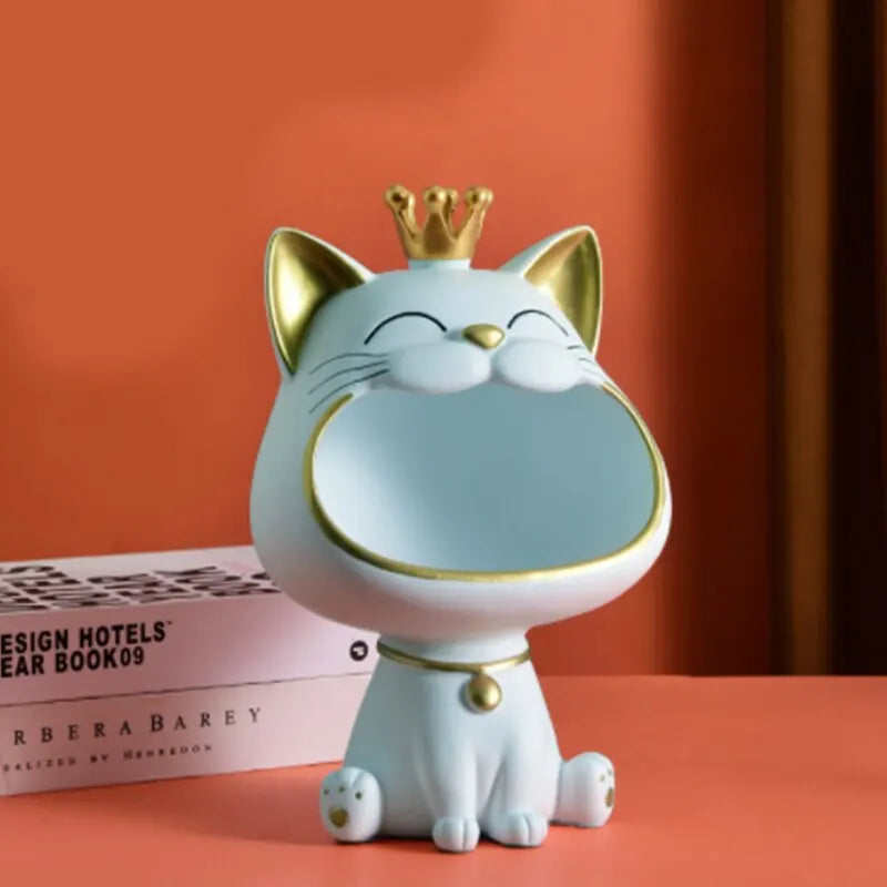 Lucky Cat Decorative Key Holder and Storage Organizer in Resin