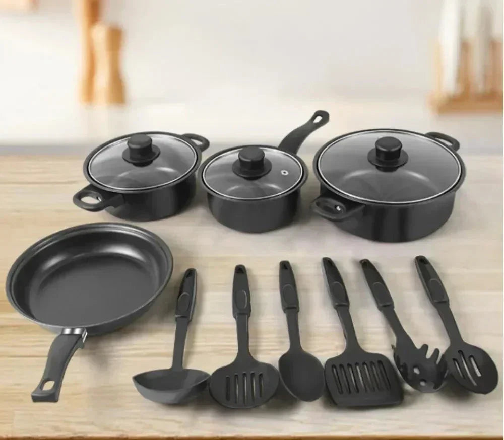 13-Piece Stainless Steel Cookware Set with Heat-Resistant Handles