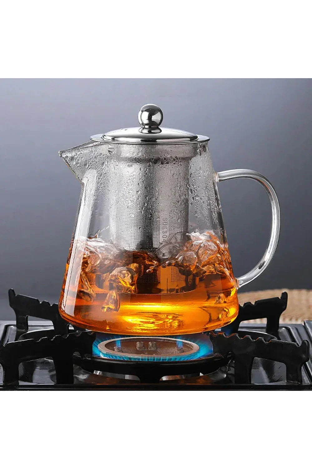 Stainless Steel Infuser Glass Teapot - 18.5 oz, 25.4 oz, 32 oz, 44 oz
