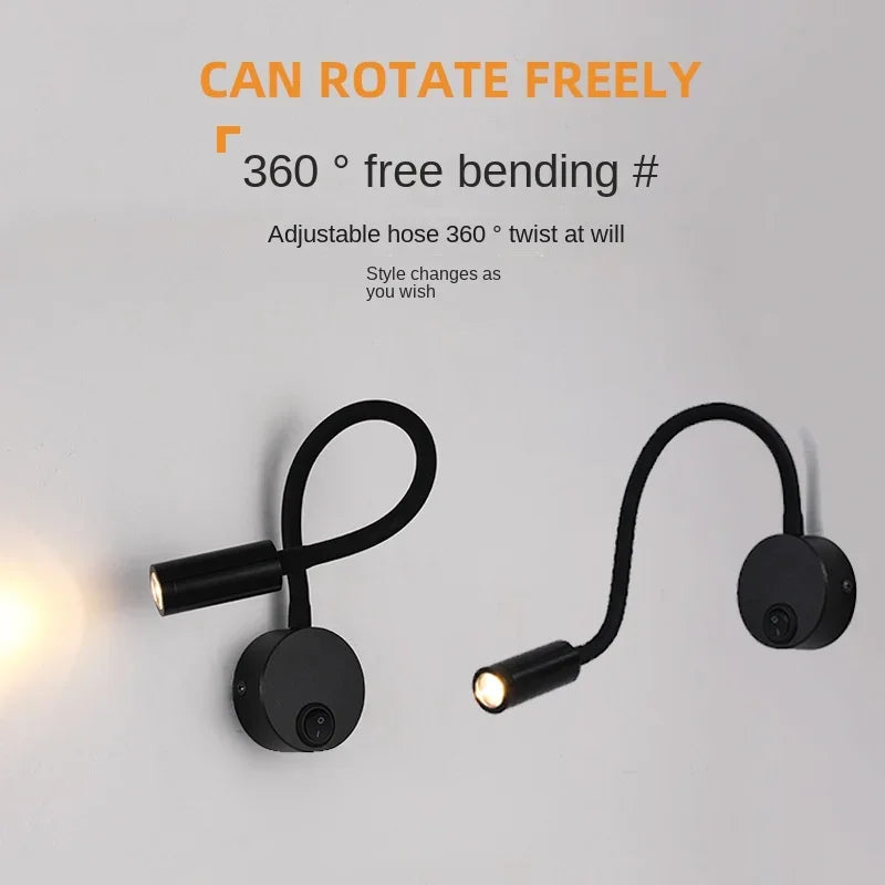 Adjustable LED Wall Lamp with Flexible Arm for Reading and Work