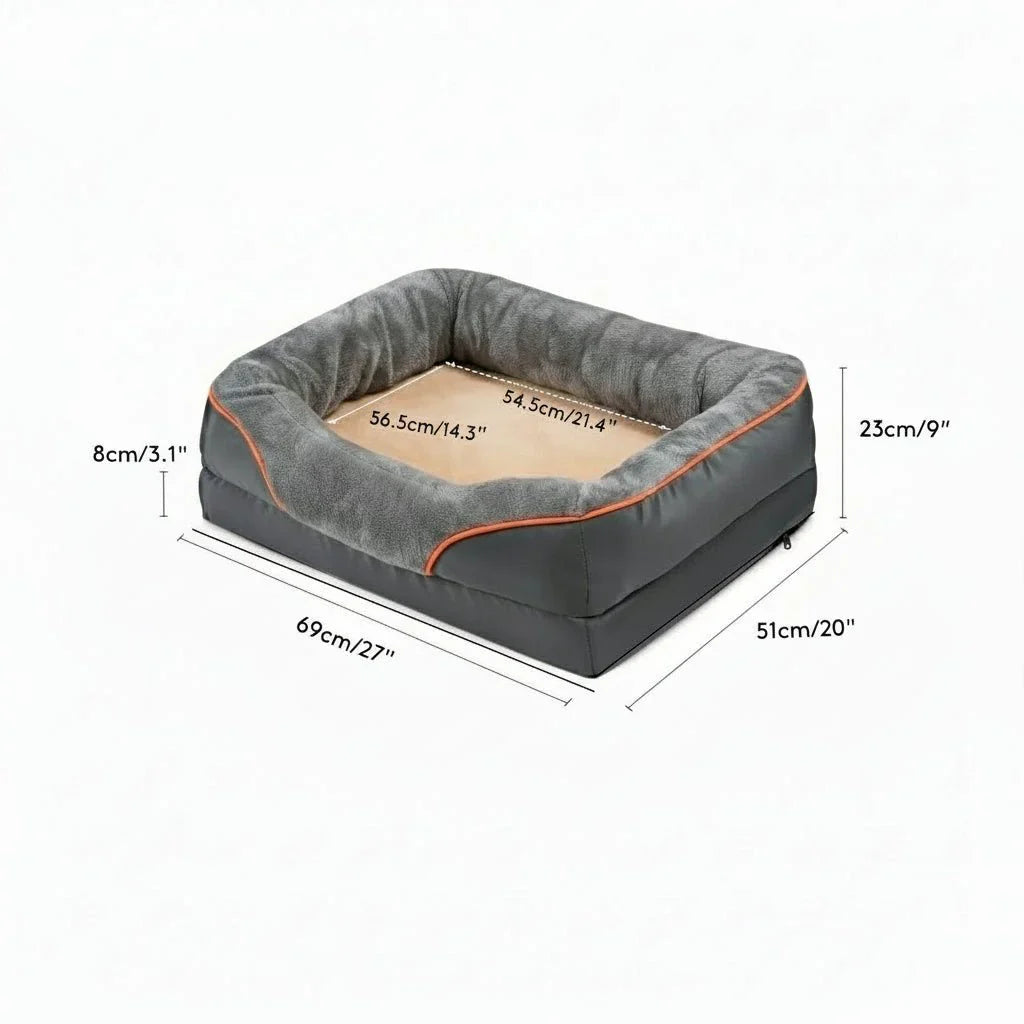 Waterproof Orthopedic Dog Bed with Memory Foam Support and Elevated Pillow