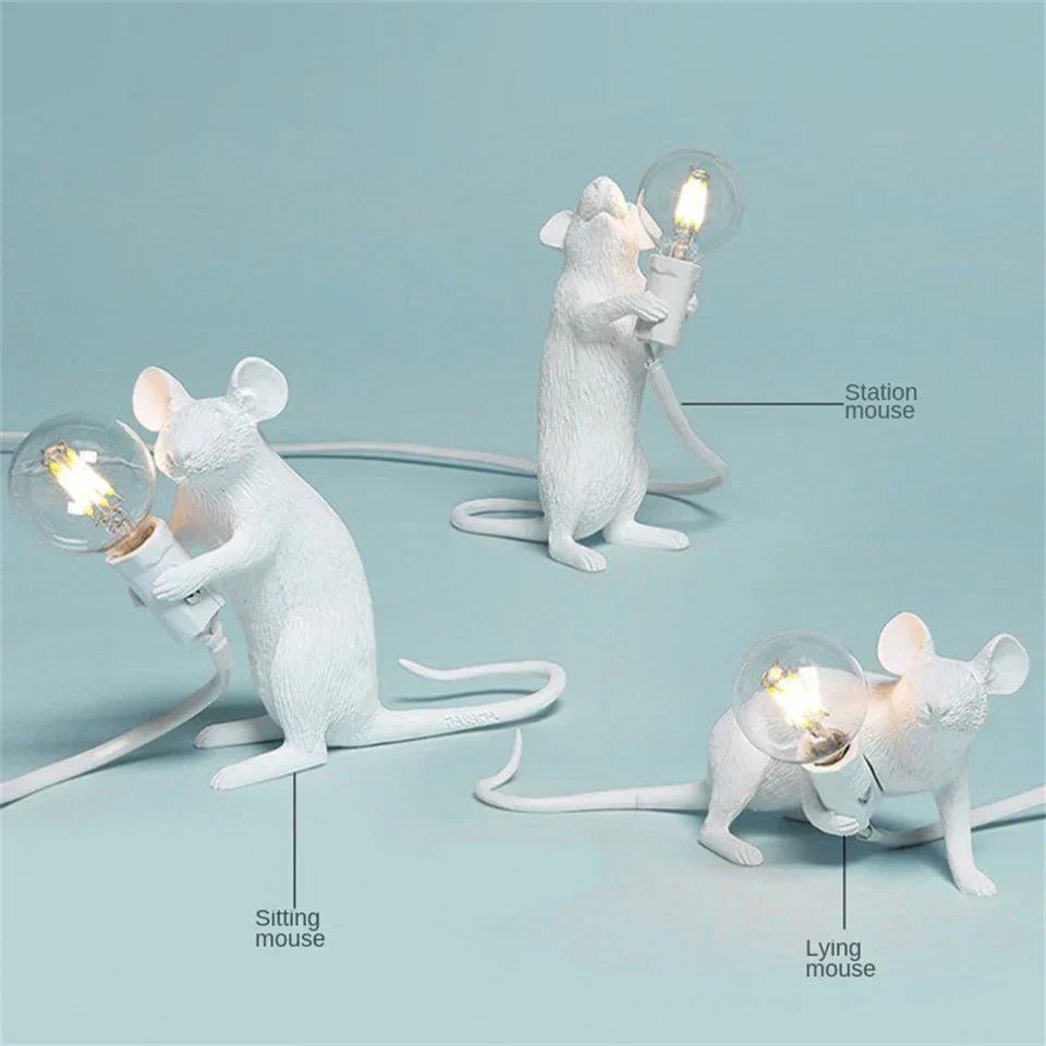 LED Animal Table Lamps - Resin Rat, Cat, Squirrel Night Lights