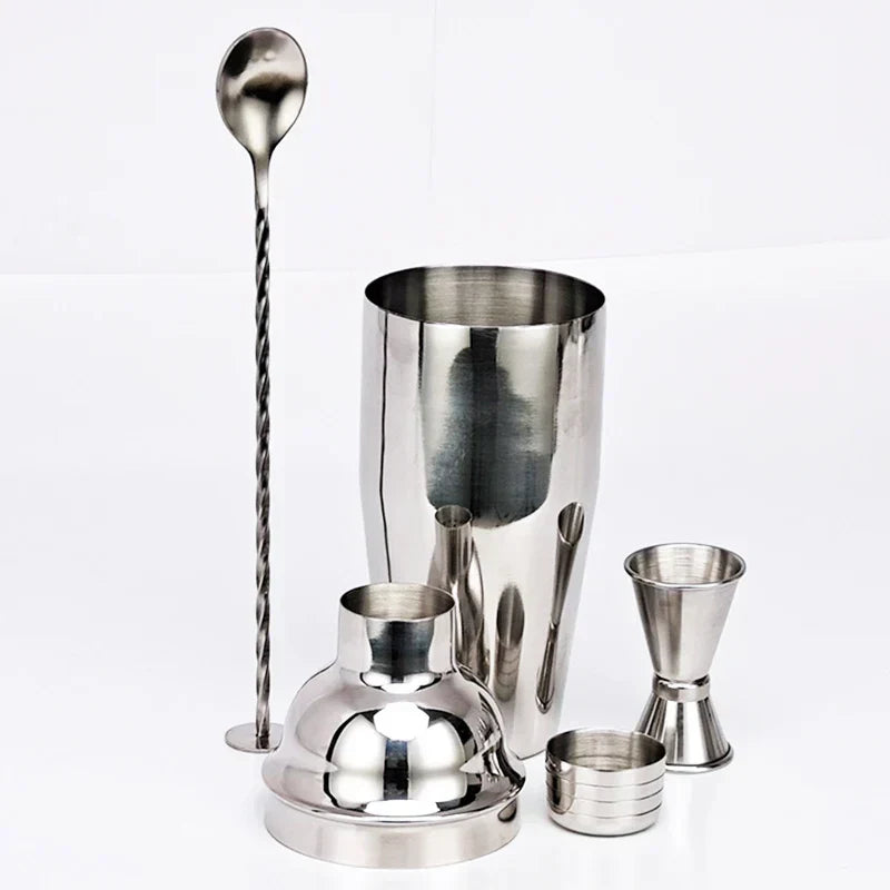 Stainless Steel Cocktail Shaker Set with Wine Rack - Eco-Friendly Bartender Tools
