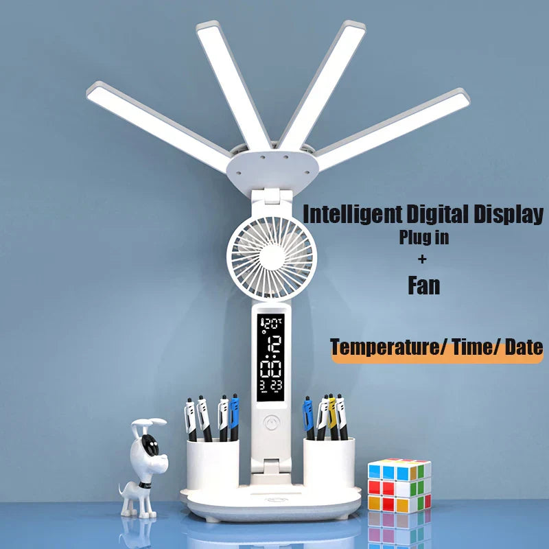 3in1 Multifunctional Smart Table Lamp with Fan and Clock