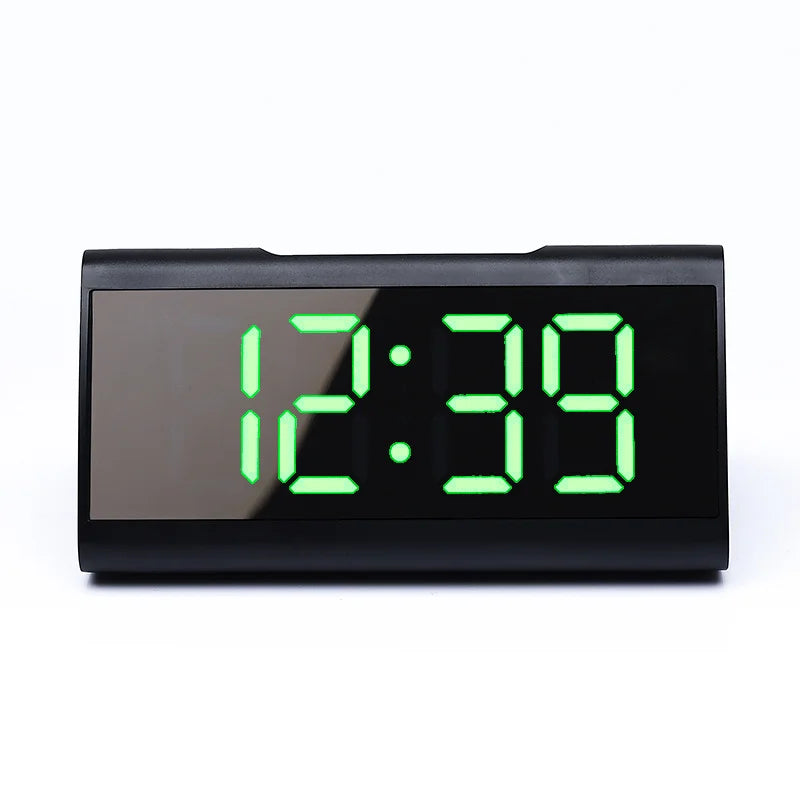 Curved LED Digital Alarm Clock with Snooze and Mirror Finish
