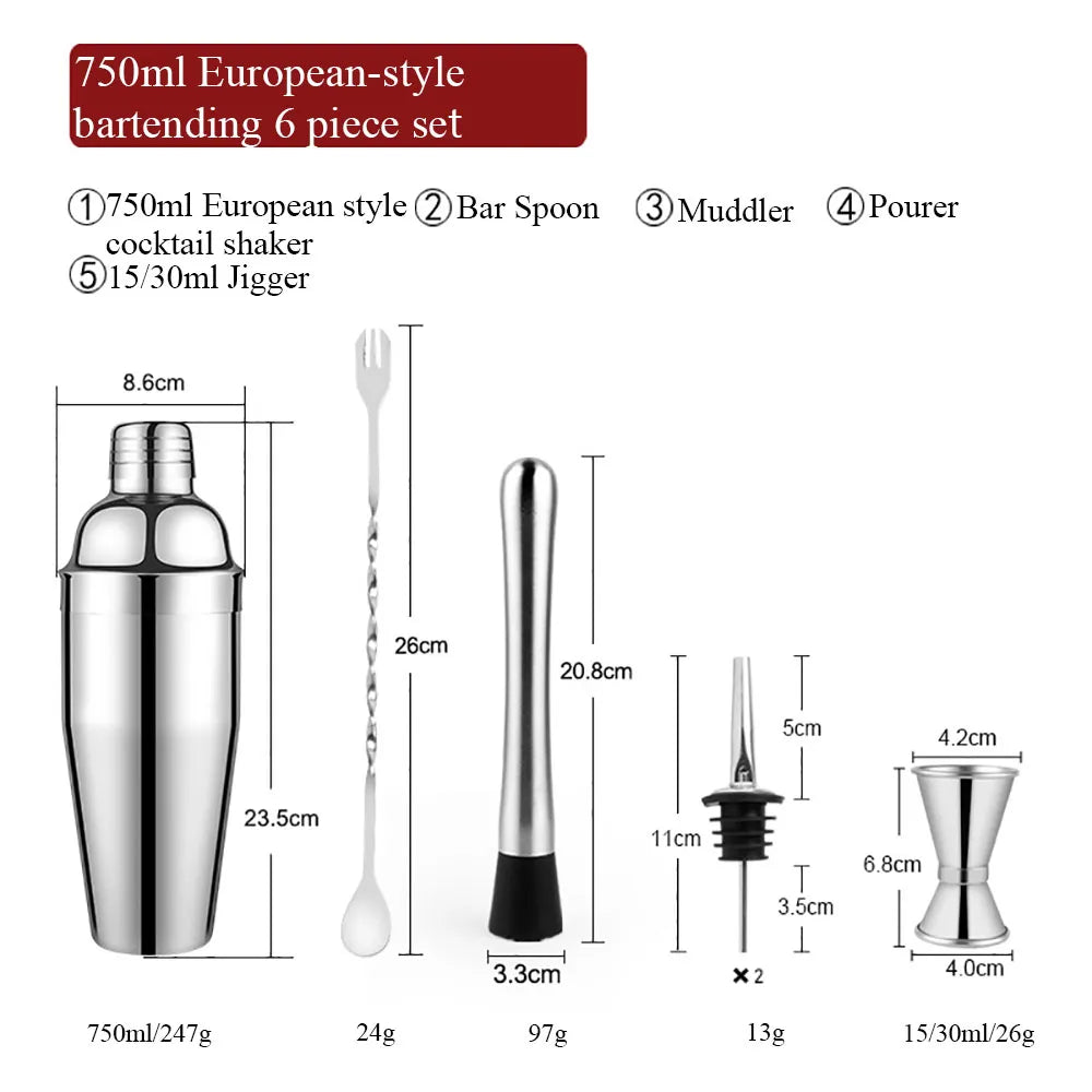 Stainless Steel Cocktail Shaker Set with Wine Rack - Eco-Friendly Bartender Tools
