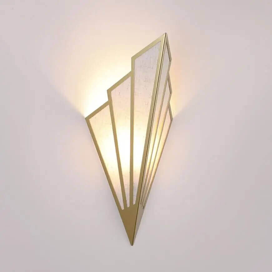 Art Deco Fan-Shaped Wall Light in Black and Gold
