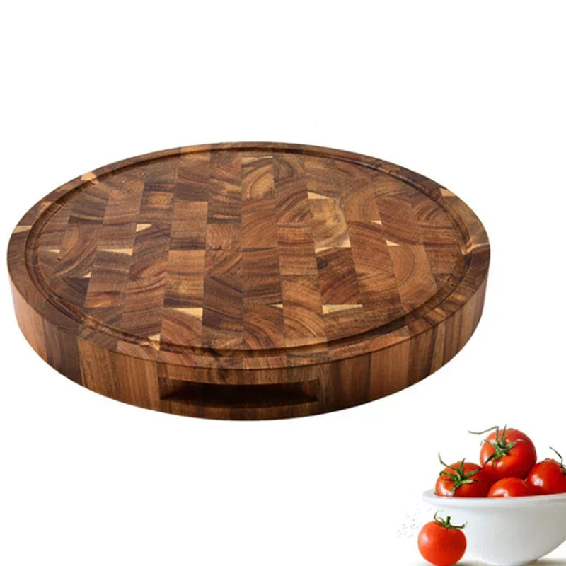 Thick Round Acacia Butcher Block Cutting Board