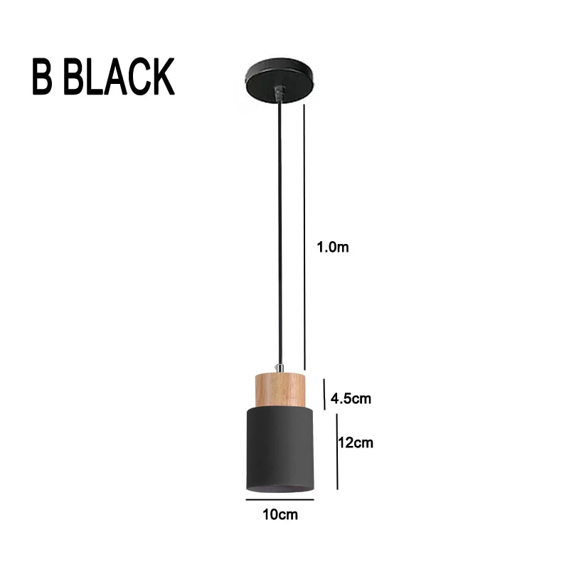 Scandinavian LED Pendant Light in Metal and Wood