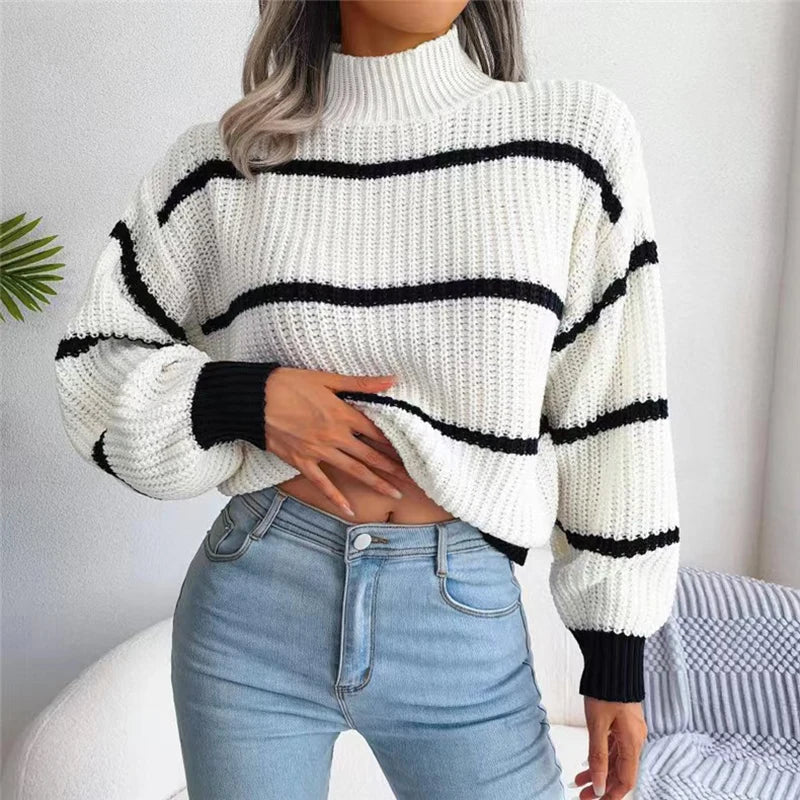 Naelya - Monochrome Striped Sweater
