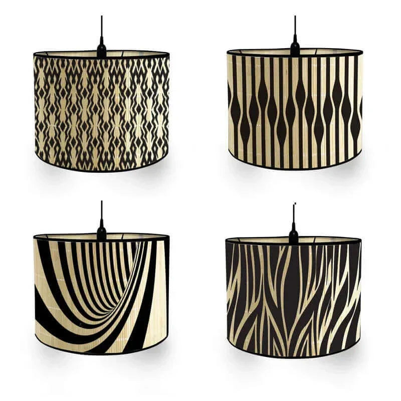 Art Deco Bamboo and Iron Drum Lampshade