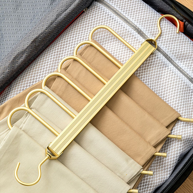 Space-Saving Aluminum Pants Hangers with 360° Rotation and Anti-Slip Design
