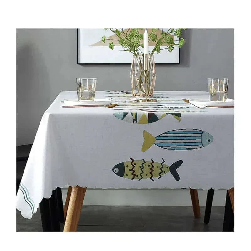 Rectangular Stain-Resistant Aquatic Tablecloth in Oxford Fabric