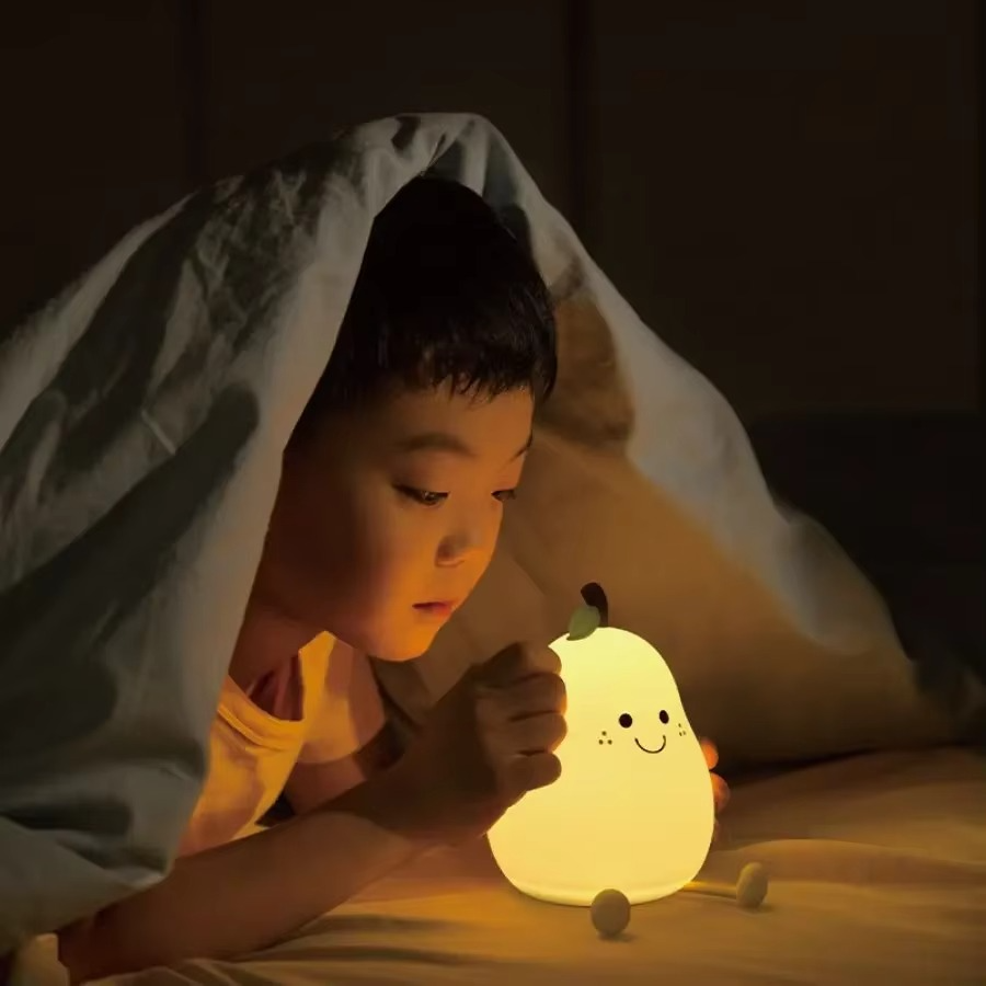 Multicolor Silicone Pear Night Light with Touch Control