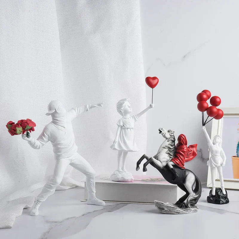 Banksy Inspired Flower Thrower Sculpture