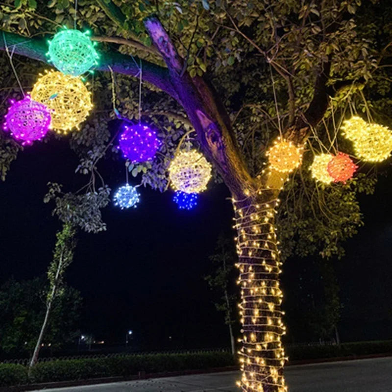 Rattan Sphere Party Lights - 8 Inch Decorative Lighting