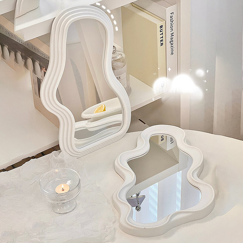 Asymmetrical Wave Wall Mirror in Danish Pastel Design