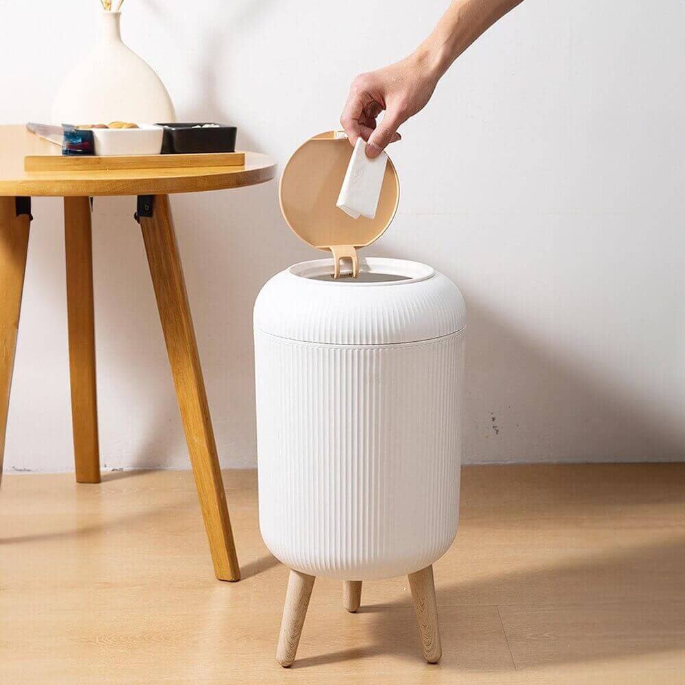 10L Mid-Century Modern Bathroom Waste Bin with Lid