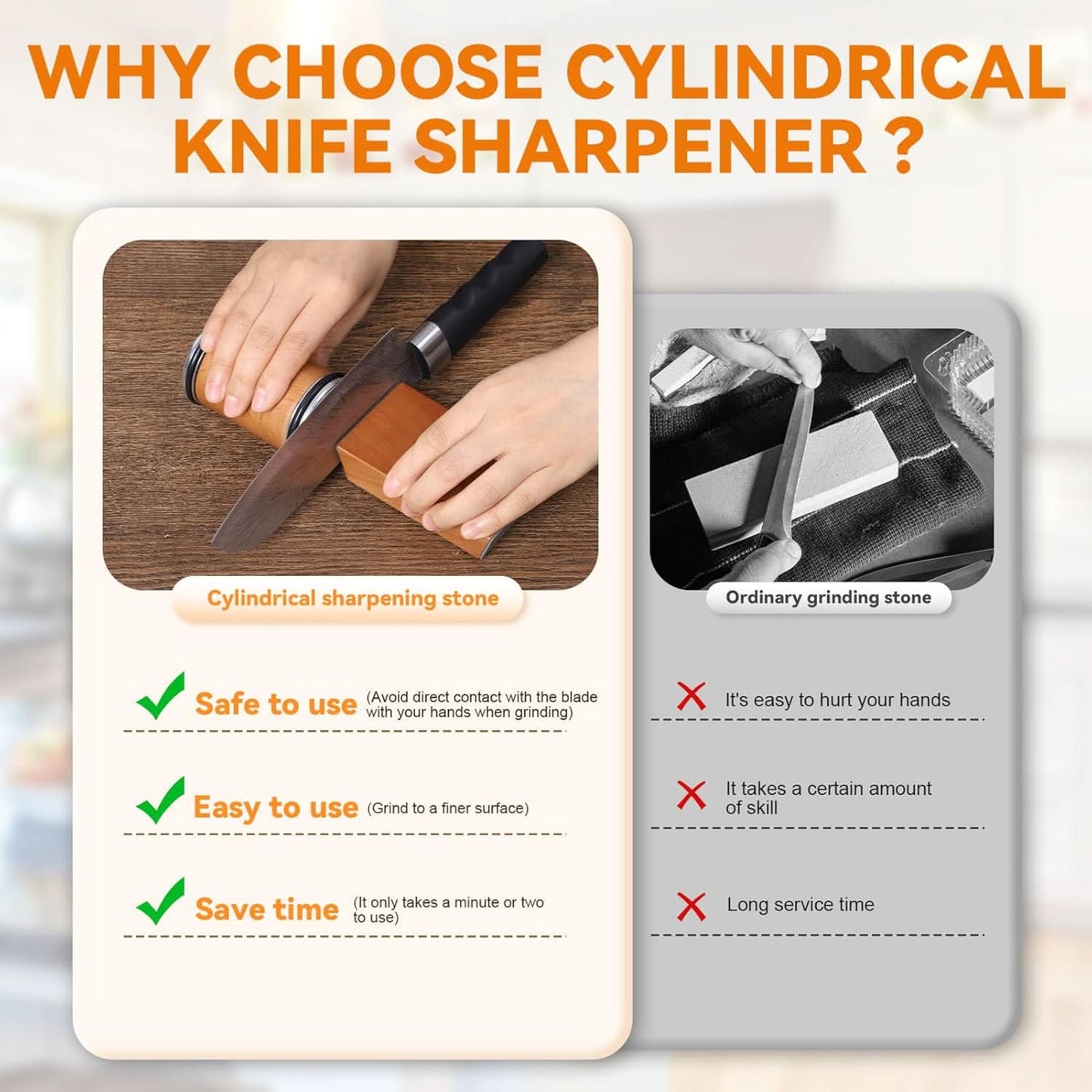 Rolling Diamond and Ceramic Knife Sharpener with Magnetic Angle Guide