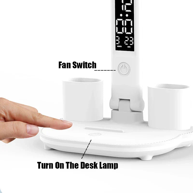 3in1 Multifunctional Smart Table Lamp with Fan and Clock