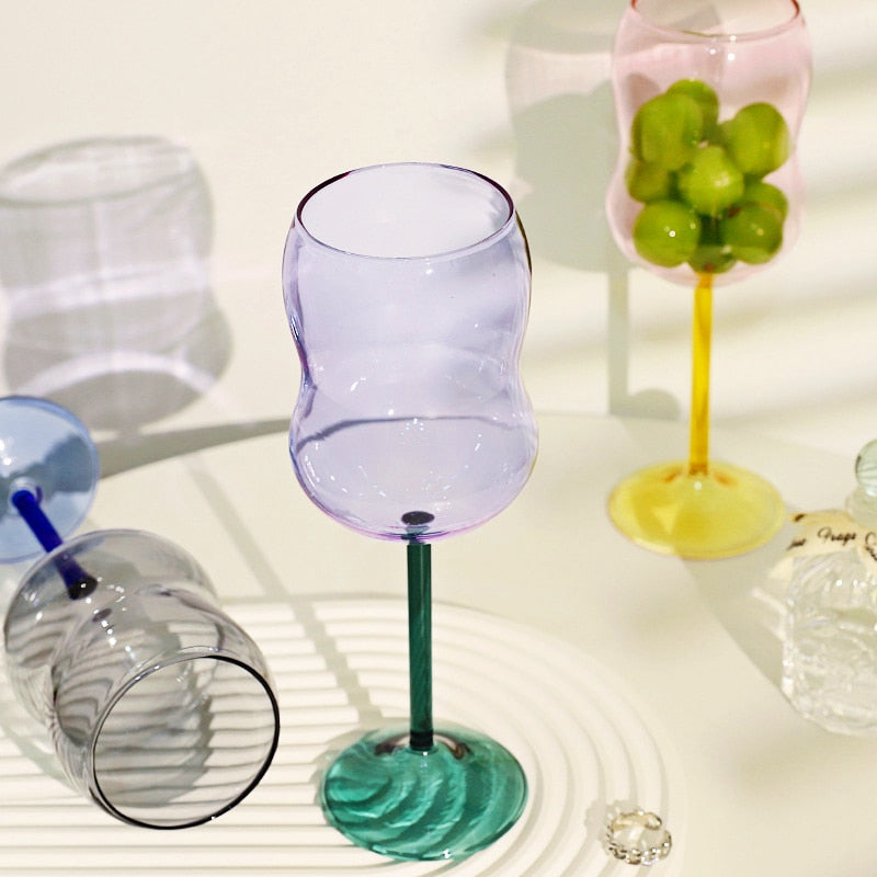 Two-Tone Chubby Wine Glass in Borosilicate Glass