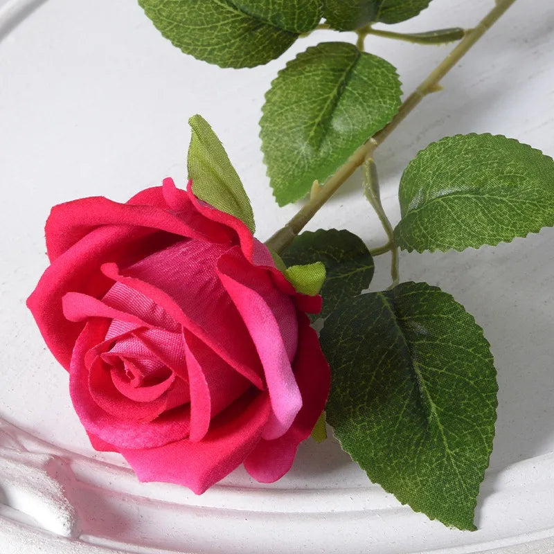 Realistic Velvet Silk Rose Bouquet - 20 Artificial Flowers for Weddings and Events