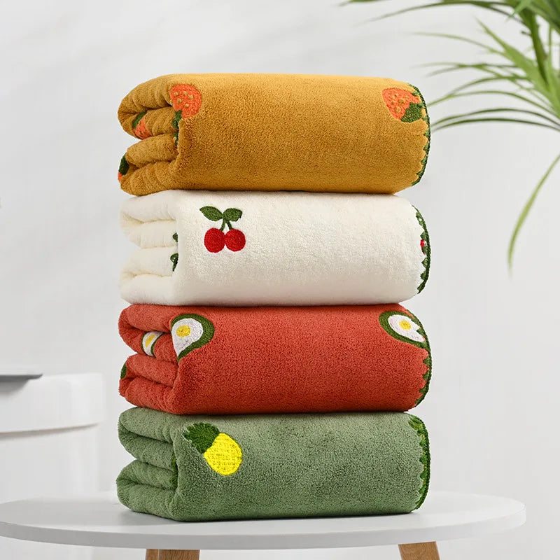 Embroidered Fruit Bath and Hand Towels Set
