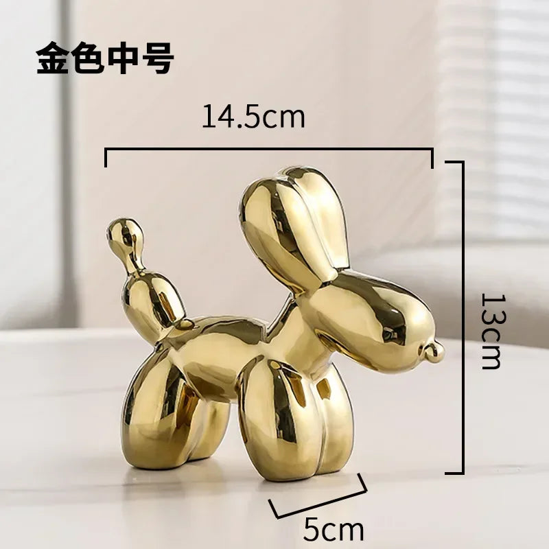 Gold Ceramic Balloon Dog Sculpture - Modern Animal Figurine for Home Decor