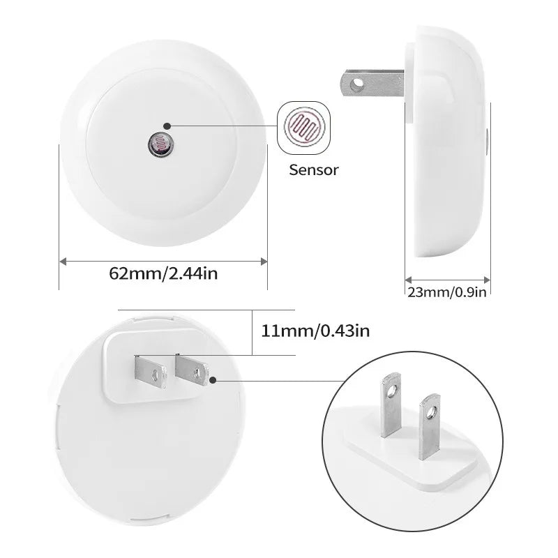 LED Night Light with Dusk Sensor and Automatic Dimming - Warm White Plug-In Lamp