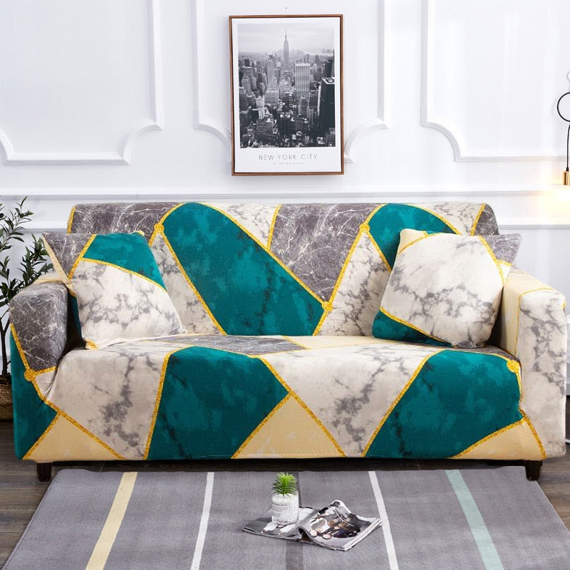 Non-Slip Colorful Elastic Sofa Cover for L-Shaped Sofas