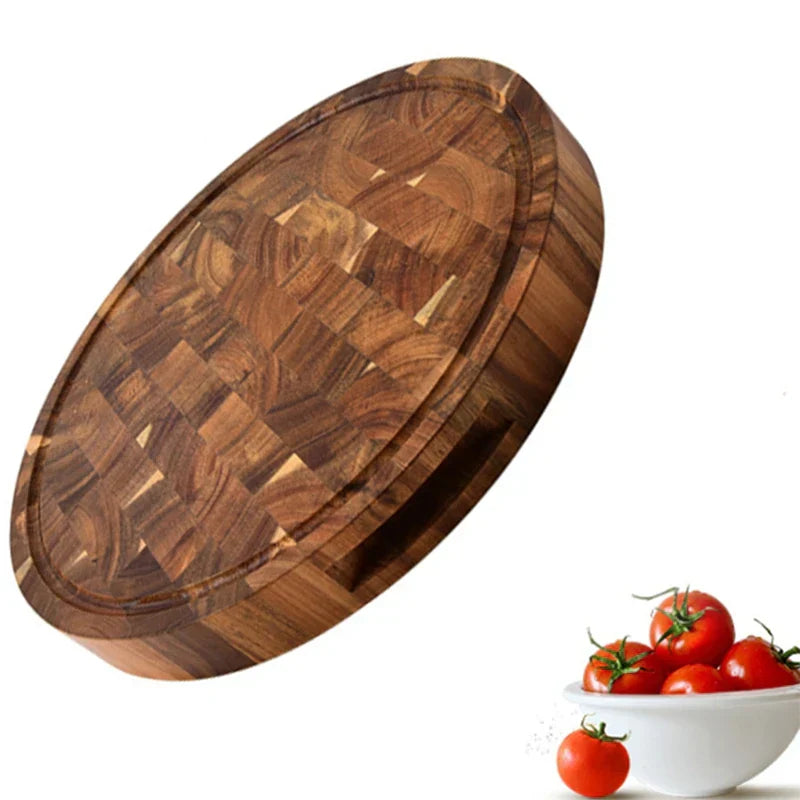 Thick Round Acacia Butcher Block Cutting Board