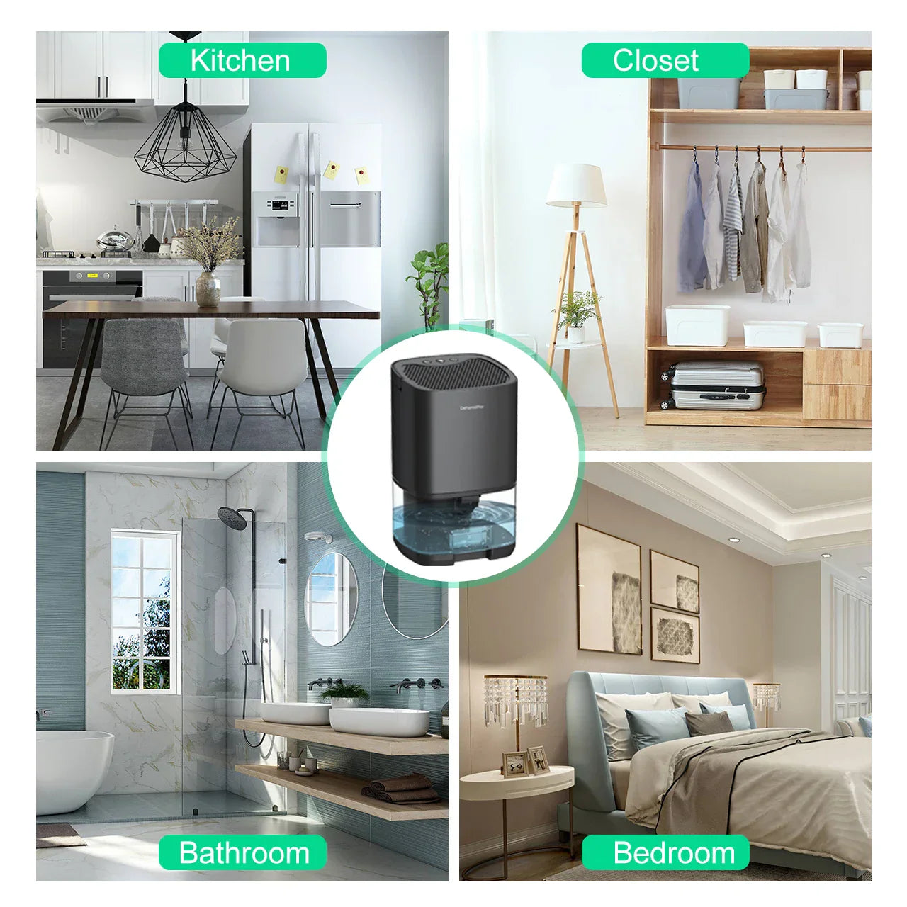 1000ml Portable Dehumidifier with Air Filter and Night Light