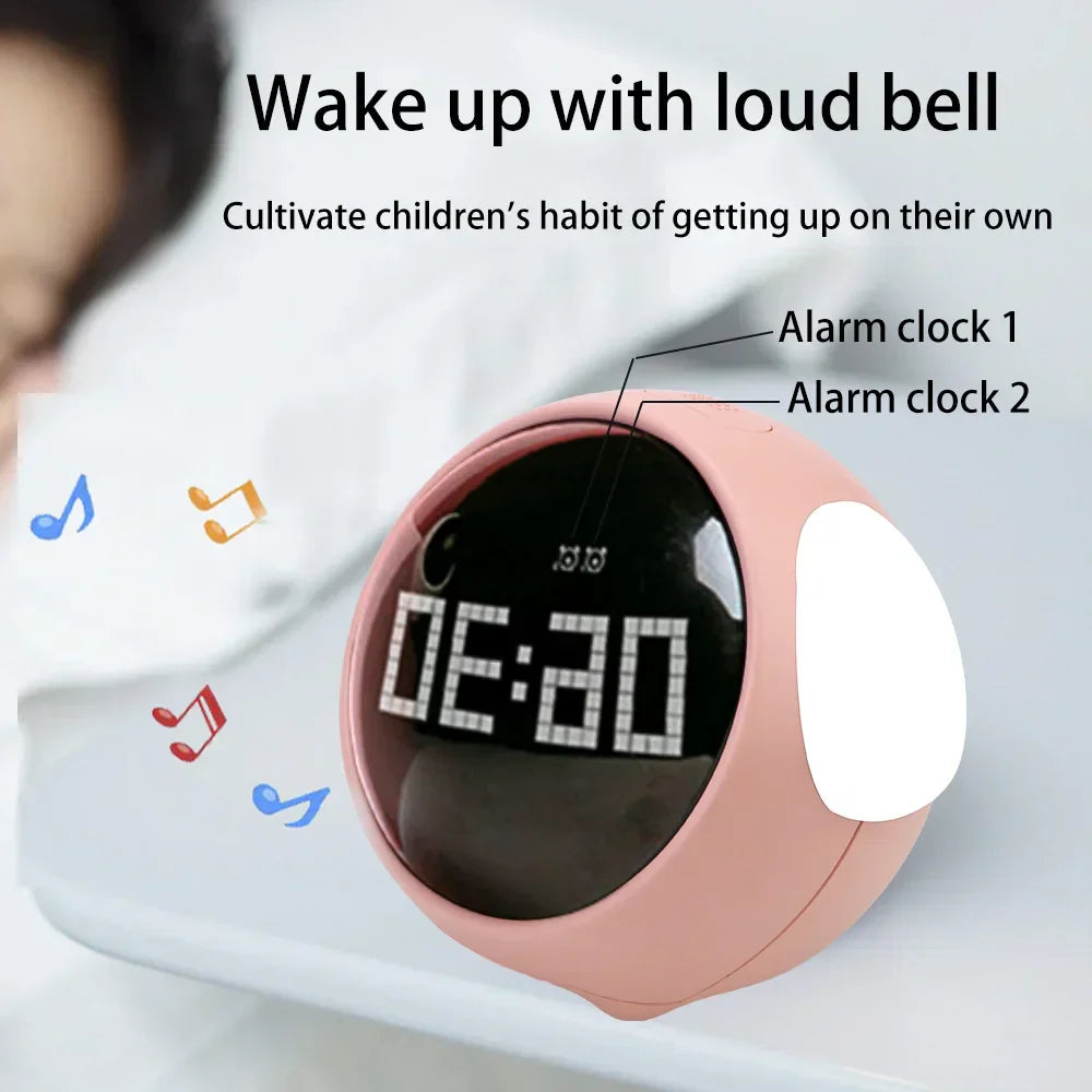 Cute Cartoon Night Light Alarm Clock with Voice Control