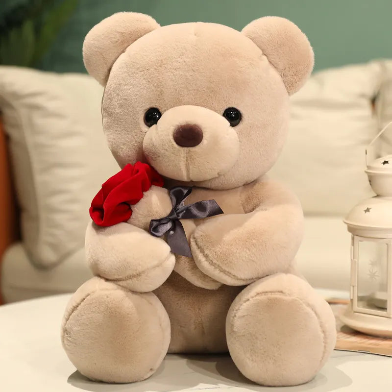 Teddy Bear with Artificial Rose - Romantic Gift for Valentine's Day