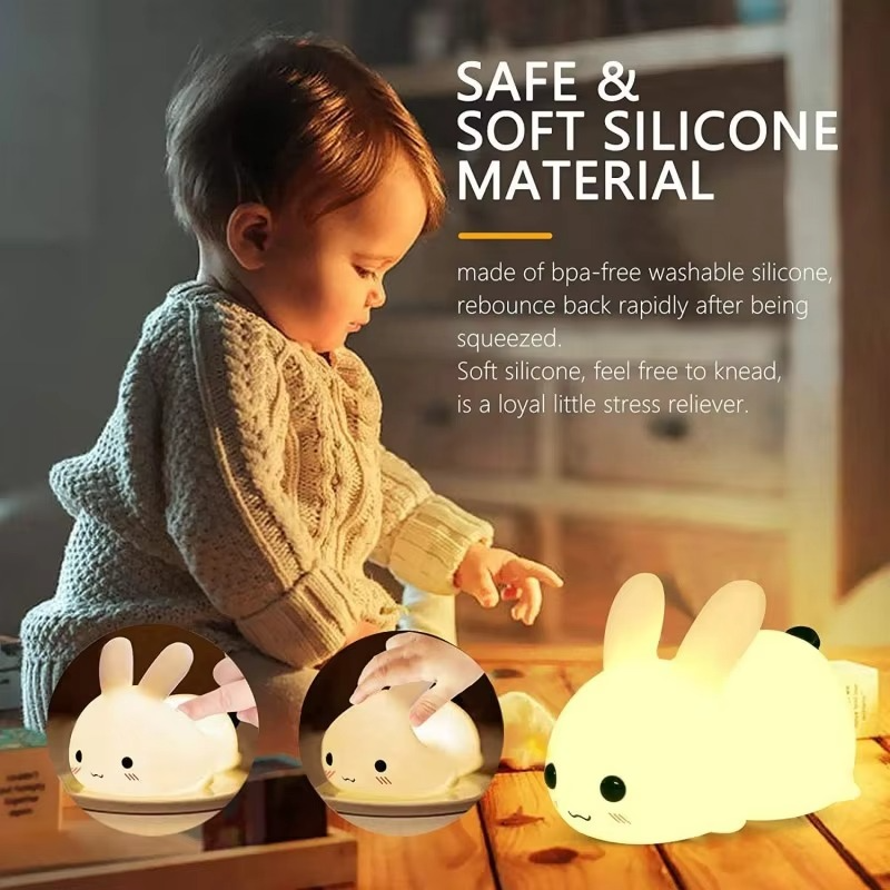 Jade Rabbit Silicone LED Night Light with Touch Activation