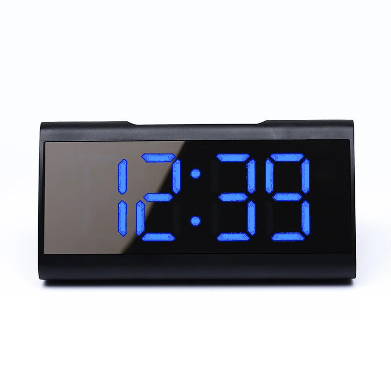 Curved LED Digital Alarm Clock with Snooze and Mirror Finish