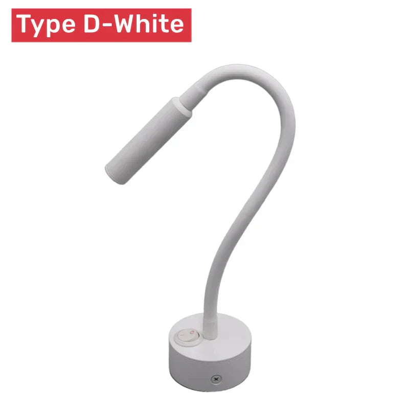 Adjustable LED Reading Wall Lamp with Gooseneck and Touch Switch - 1W/3W Options
