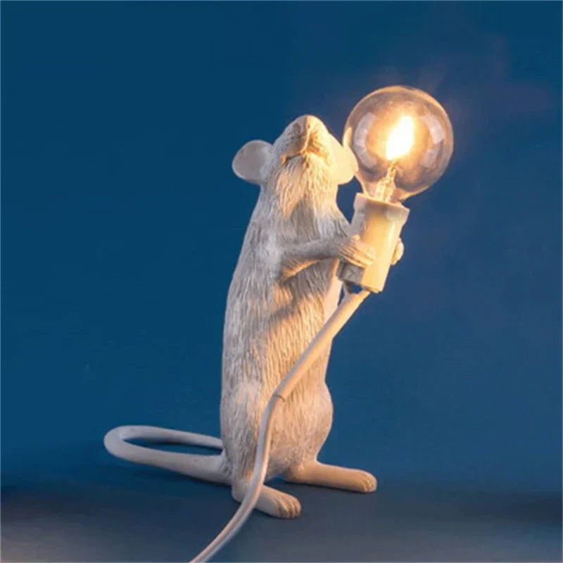 LED Animal Table Lamps - Resin Rat, Cat, Squirrel Night Lights