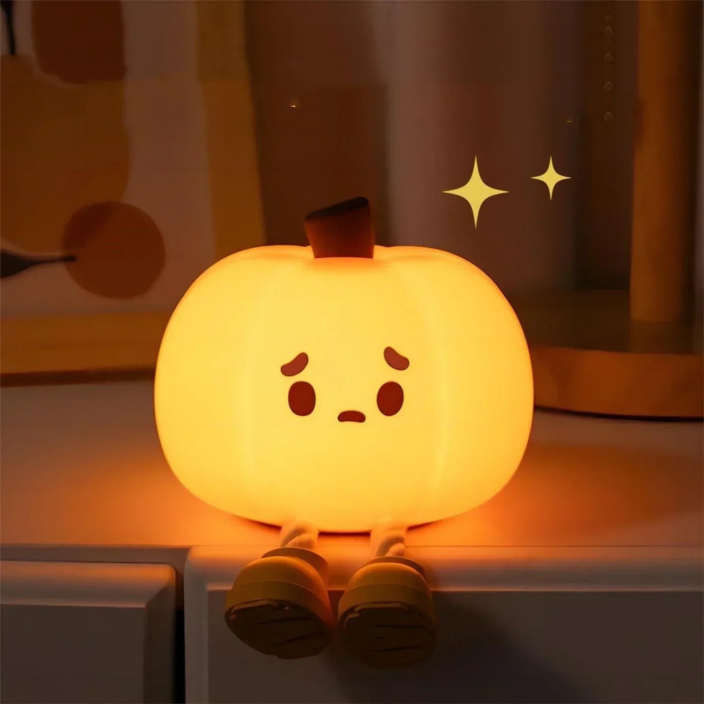 Rechargeable Pumpkin Night Light with Adjustable Brightness
