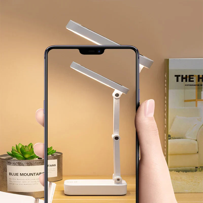 Foldable Solar LED Table Lamp with USB Charging, Dimmable Touch Control