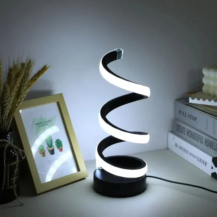 Spiral LED Table Lamp with Adjustable Brightness