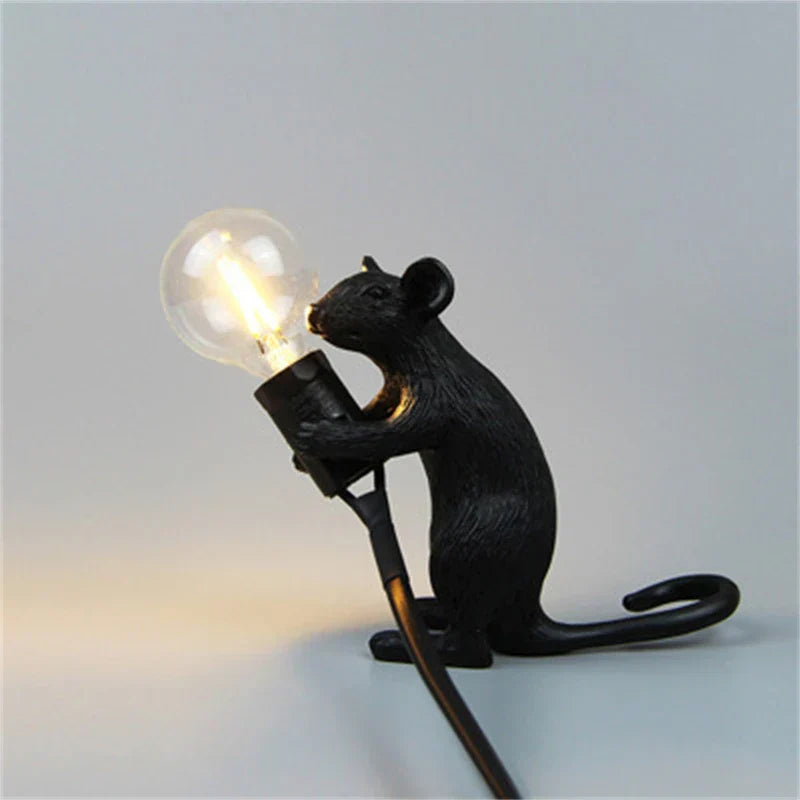 LED Animal Table Lamps - Resin Rat, Cat, Squirrel Night Lights
