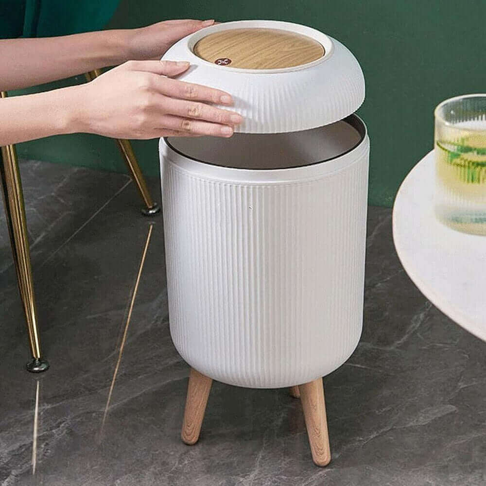 10L Mid-Century Modern Bathroom Waste Bin with Lid