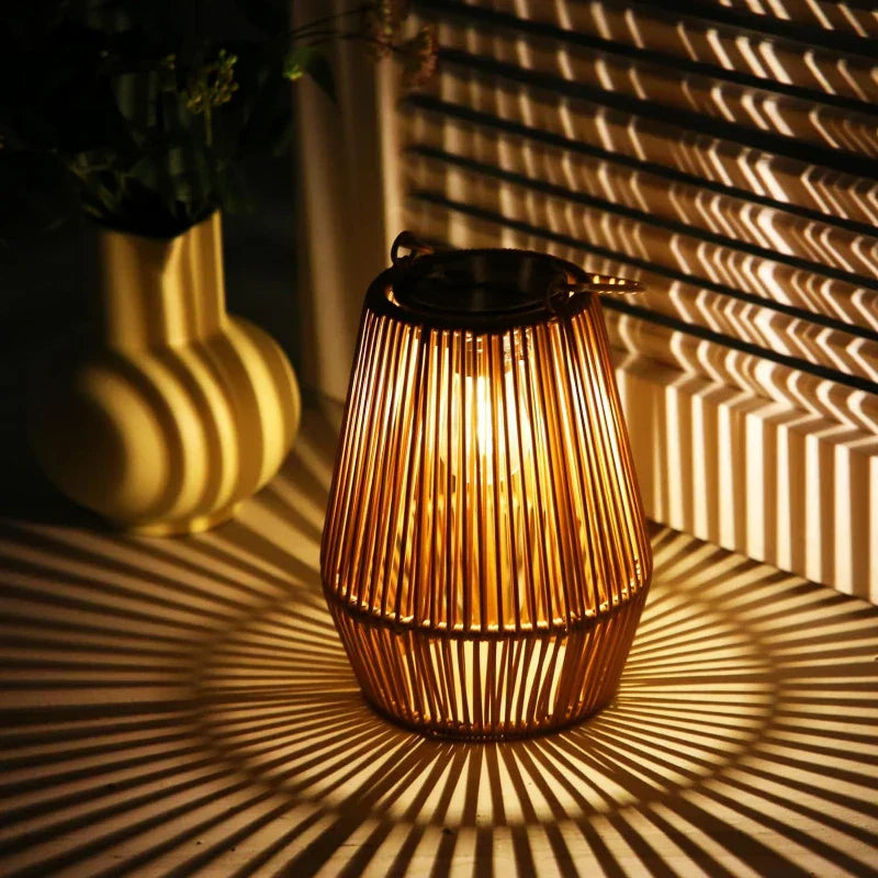 Handwoven Solar-Powered Waterproof Garden Lamps