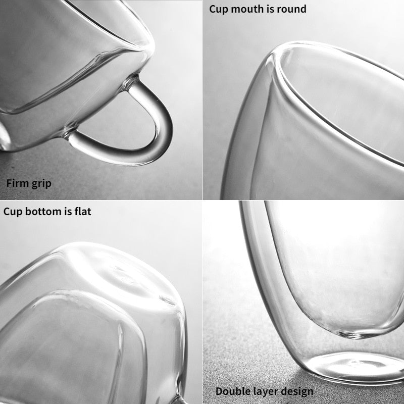 Heart-Shaped Double-Walled Glass Mug Insulated Coffee Cup