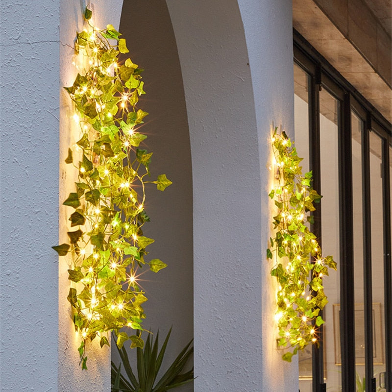 Garden Vine LED String Lights with Leaf Garland Design