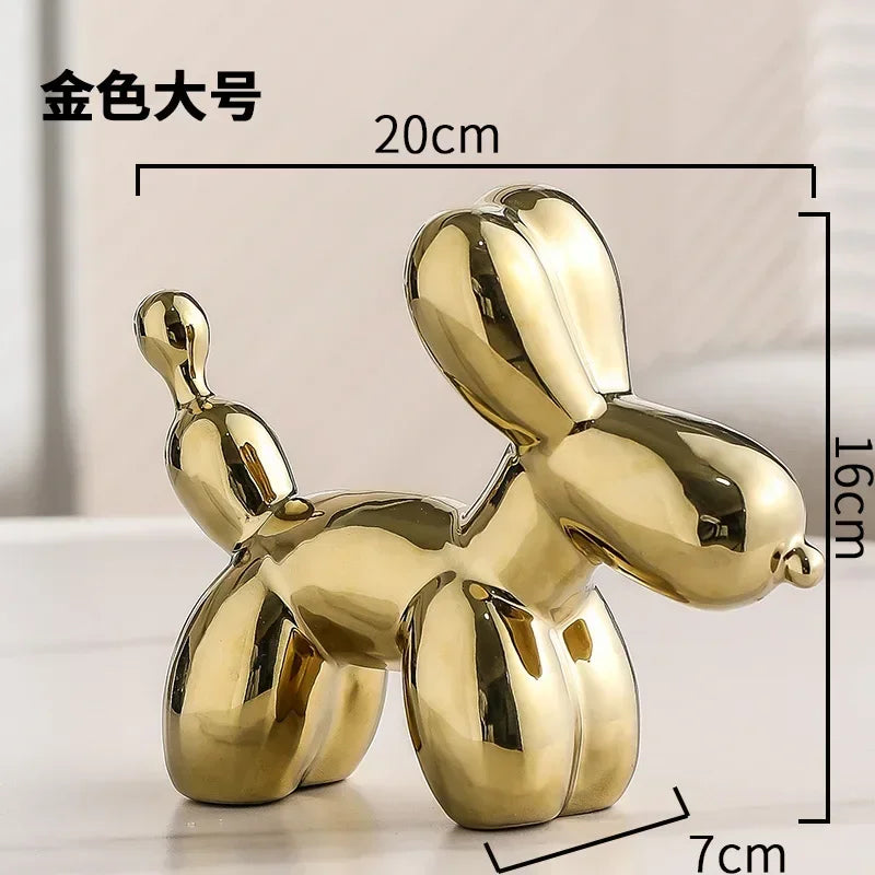 Gold Ceramic Balloon Dog Sculpture - Modern Animal Decor for Creative Home Accent