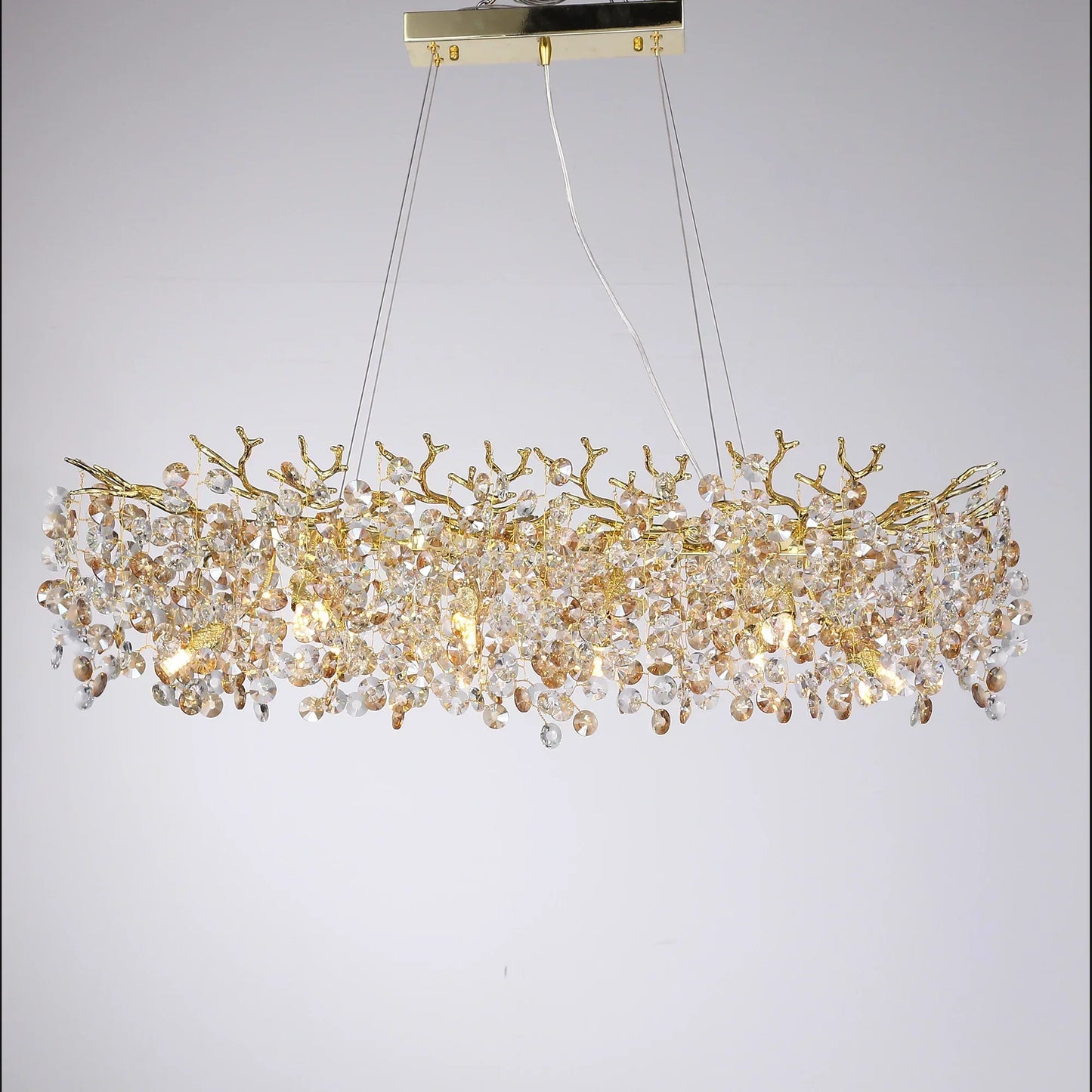 Long Crystal Pendant Chandelier with Remote Control - Nordic LED Island Light