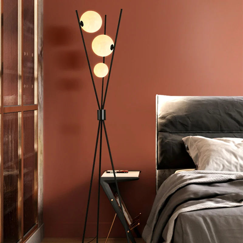 3D Moon Floor Lamp with Tripod Stand and LED Light